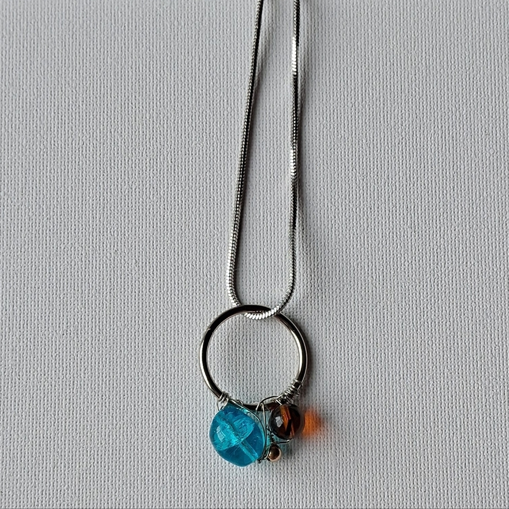 "Amber and Ice" Artisan Hand Crafted Wearable Necklace Art Piece